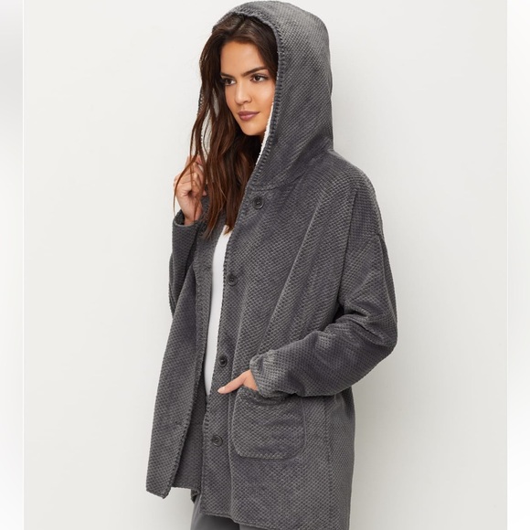 PJ Salvage Cozy Cardigan grey teddy bear coat jacket - Picture 2 of 8